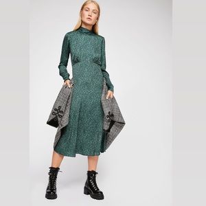 Free People Loveless Green Print Midi Dress
